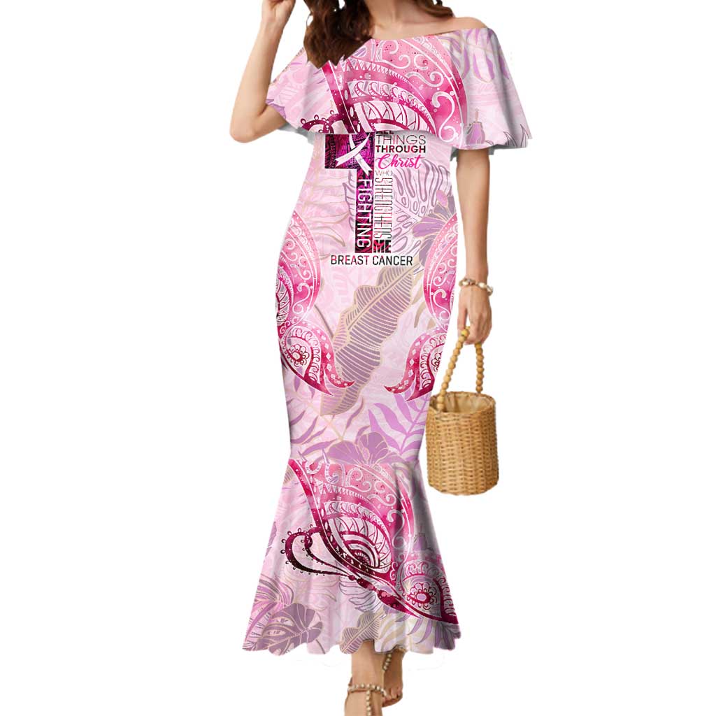 Breast Cancer Polynesian Mermaid Dress I Can Do All Things Through Christ