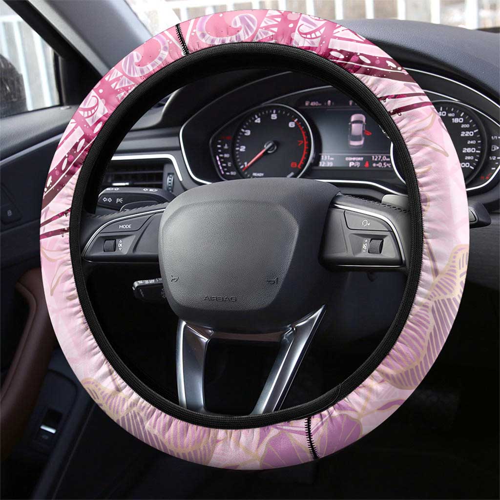 Breast Cancer Polynesian Steering Wheel Cover I Can Do All Things Through Christ DT02 - Polynesian Pride