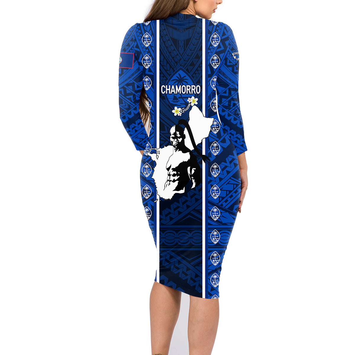 Guam Chamorro Warrior Family Matching Long Sleeve Bodycon Dress and Hawaiian Shirt Traditional Tribal Patterns DT02 - Polynesian Pride