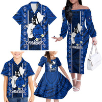 Guam Chamorro Warrior Family Matching Off Shoulder Long Sleeve Dress and Hawaiian Shirt Traditional Tribal Patterns DT02 - Polynesian Pride