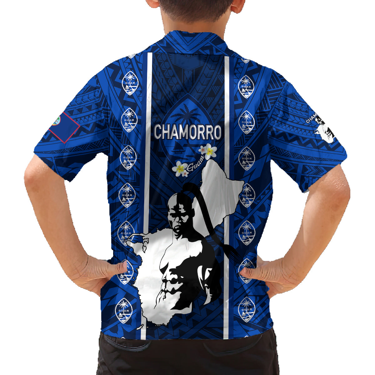 Guam Chamorro Warrior Family Matching Off Shoulder Maxi Dress and Hawaiian Shirt Traditional Tribal Patterns DT02 - Polynesian Pride