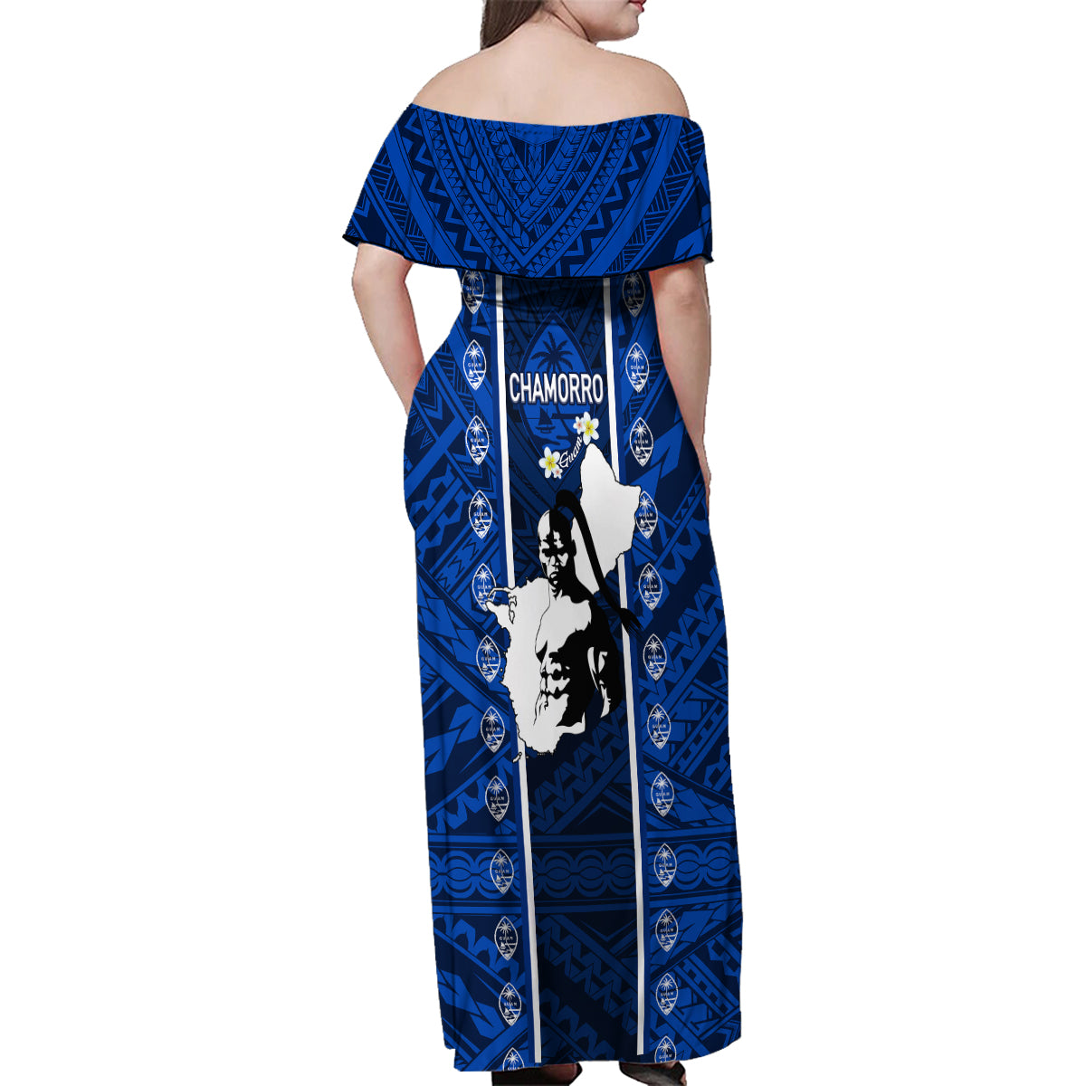 Guam Chamorro Warrior Family Matching Off Shoulder Maxi Dress and Hawaiian Shirt Traditional Tribal Patterns DT02 - Polynesian Pride