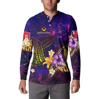 Wallis and Futuna Button Sweatshirt Whale Hibiscus Polynesian