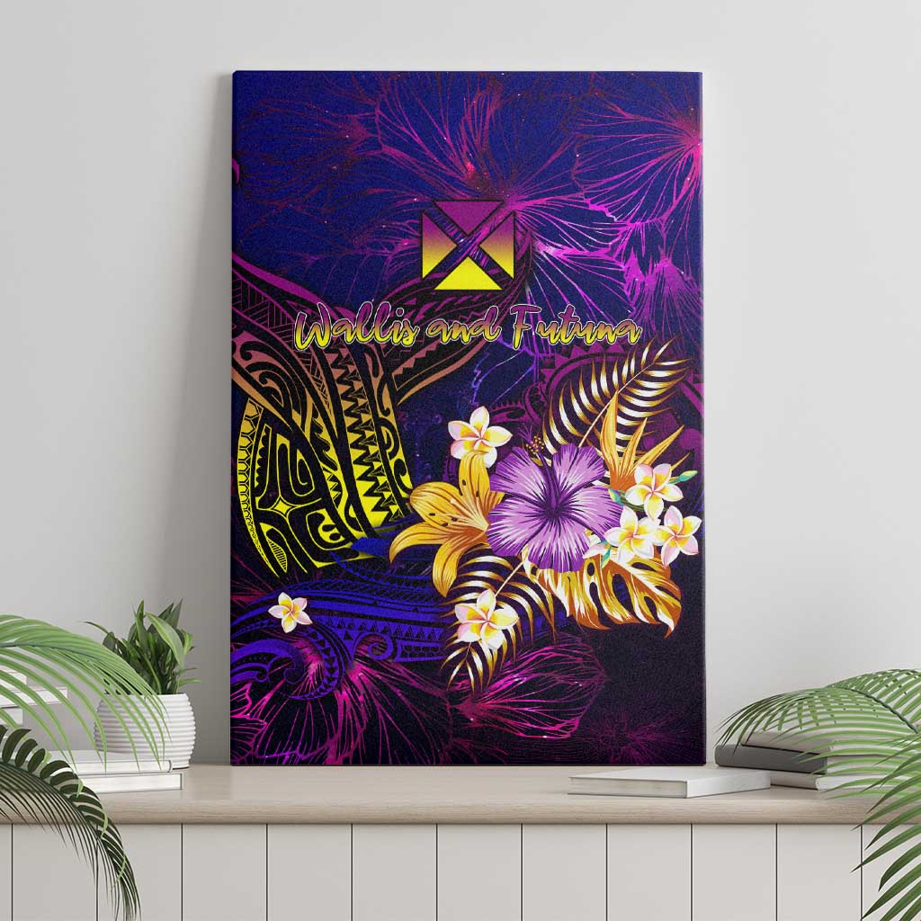 Wallis and Futuna Canvas Wall Art Whale Hibiscus Polynesian