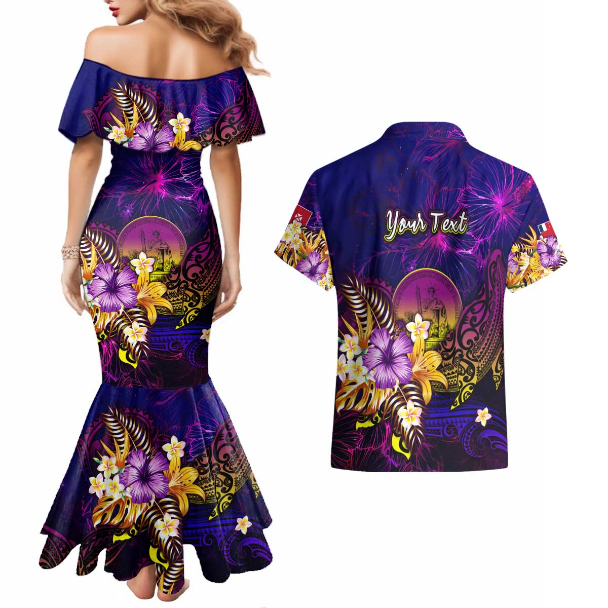 Wallis and Futuna Couples Matching Mermaid Dress and Hawaiian Shirt Whale Hibiscus Polynesian DT02 - Polynesian Pride