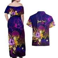 Wallis and Futuna Couples Matching Off Shoulder Maxi Dress and Hawaiian Shirt Whale Hibiscus Polynesian DT02 - Polynesian Pride