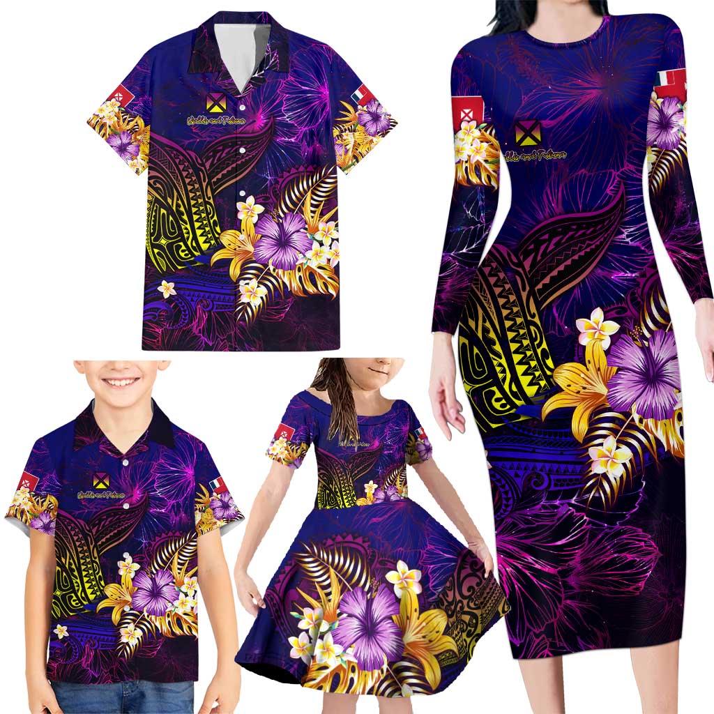 Wallis and Futuna Family Matching Long Sleeve Bodycon Dress and Hawaiian Shirt Whale Hibiscus Polynesian DT02 - Polynesian Pride
