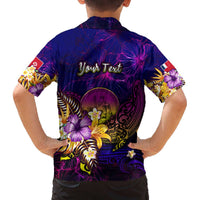 Wallis and Futuna Family Matching Off The Shoulder Long Sleeve Dress and Hawaiian Shirt Whale Hibiscus Polynesian DT02 - Polynesian Pride