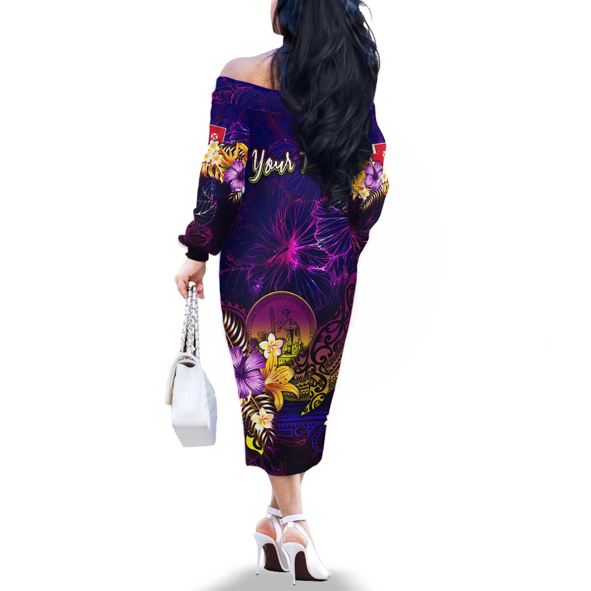 Wallis and Futuna Family Matching Off The Shoulder Long Sleeve Dress and Hawaiian Shirt Whale Hibiscus Polynesian DT02 - Polynesian Pride