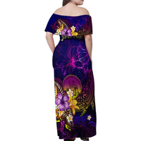Wallis and Futuna Family Matching Off Shoulder Maxi Dress and Hawaiian Shirt Whale Hibiscus Polynesian DT02 - Polynesian Pride