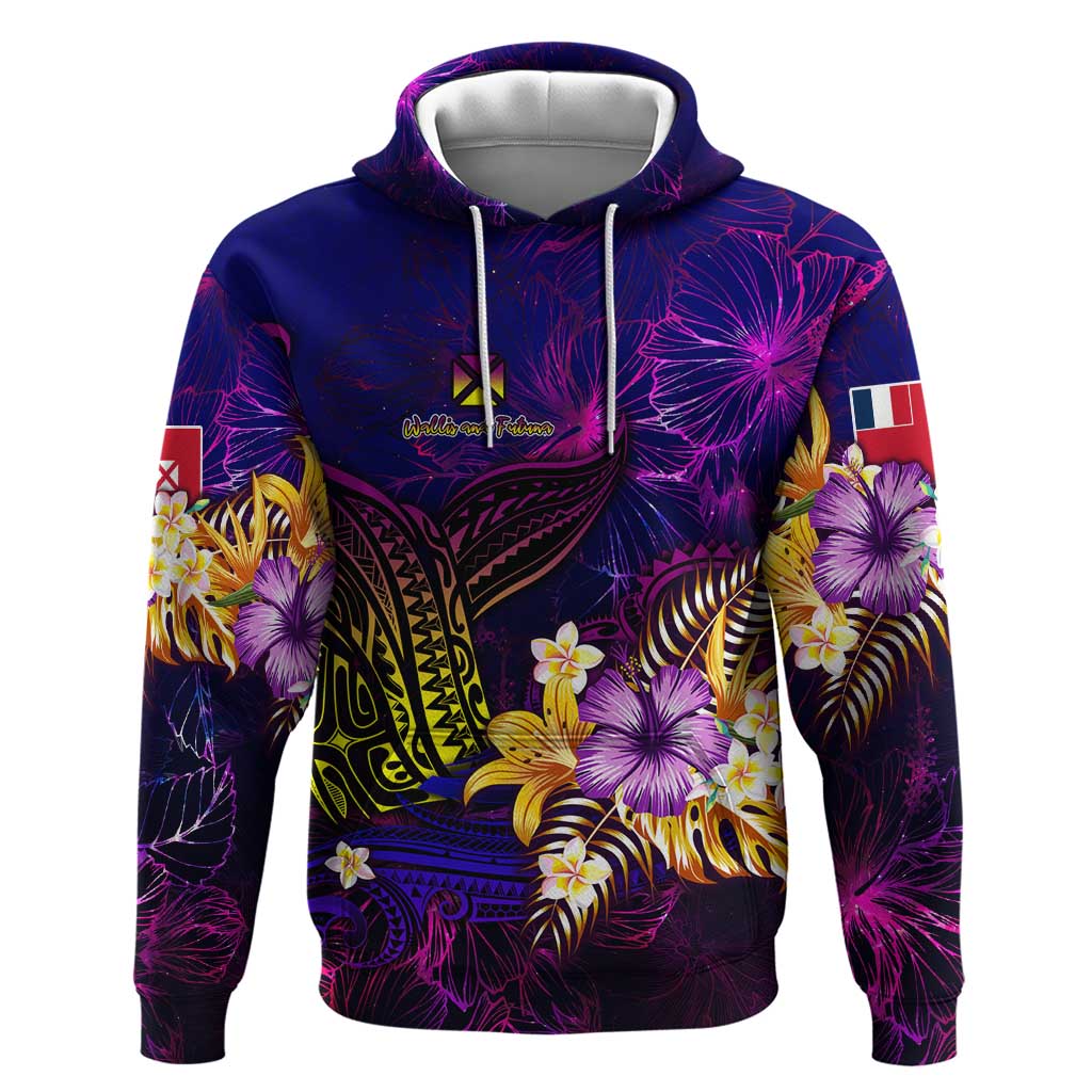 Wallis and Futuna Hoodie Whale Hibiscus Polynesian DT02 Pullover Hoodie Purple - Polynesian Pride