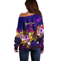 Wallis and Futuna Off Shoulder Sweater Whale Hibiscus Polynesian DT02 - Polynesian Pride