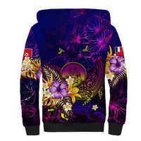 Wallis and Futuna Sherpa Hoodie Whale Hibiscus Polynesian