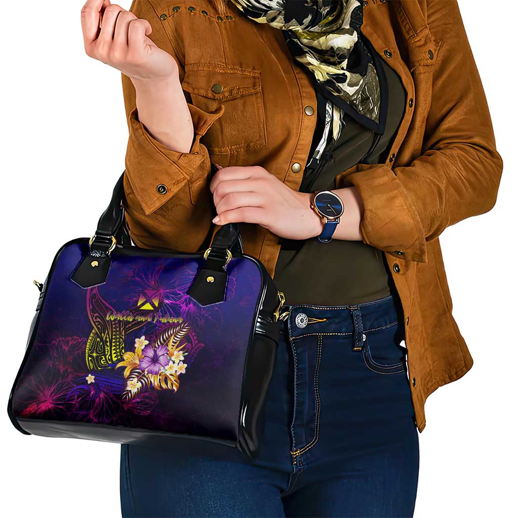 Wallis and Futuna Shoulder Handbag Whale Hibiscus Polynesian