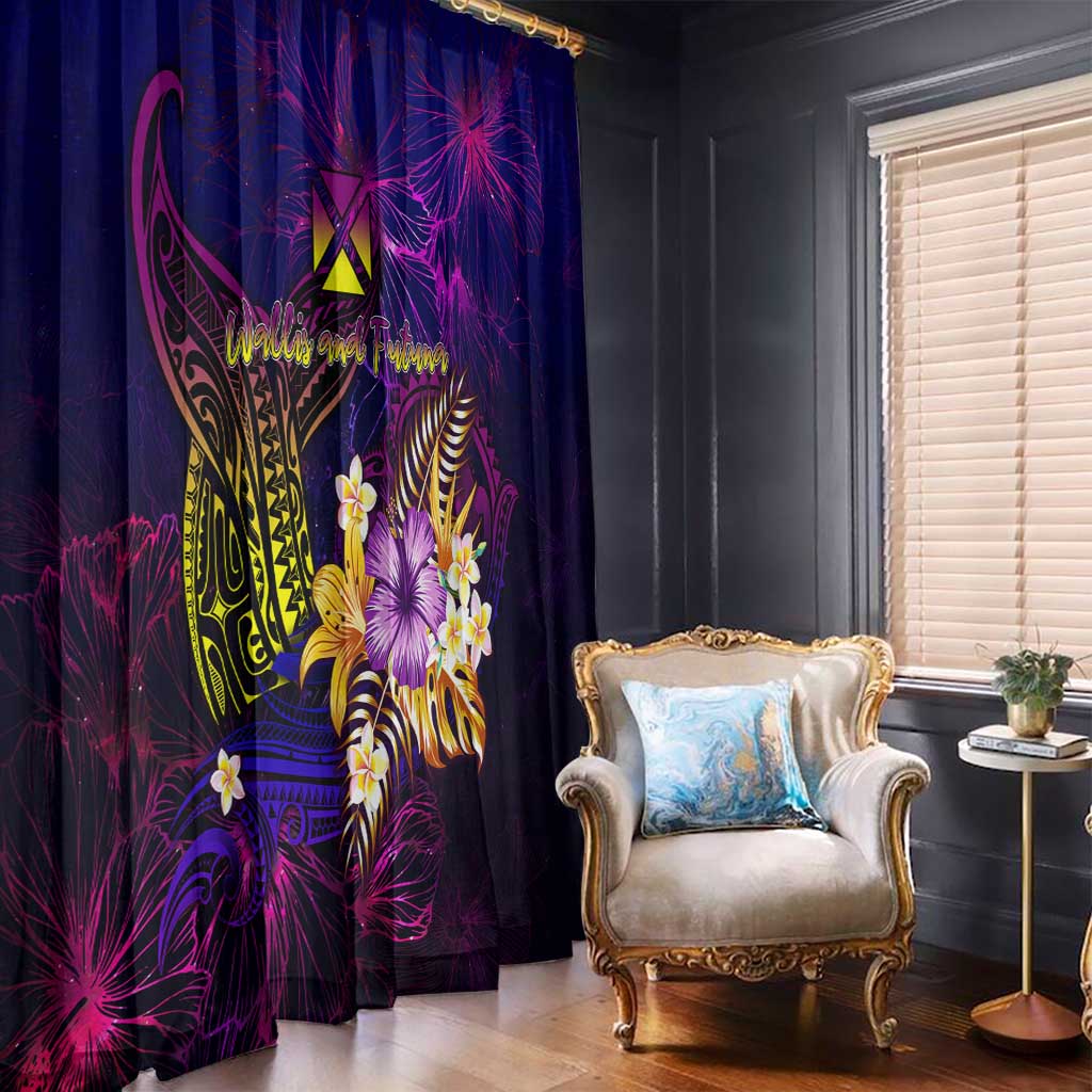Wallis and Futuna Window Curtain Whale Hibiscus Polynesian