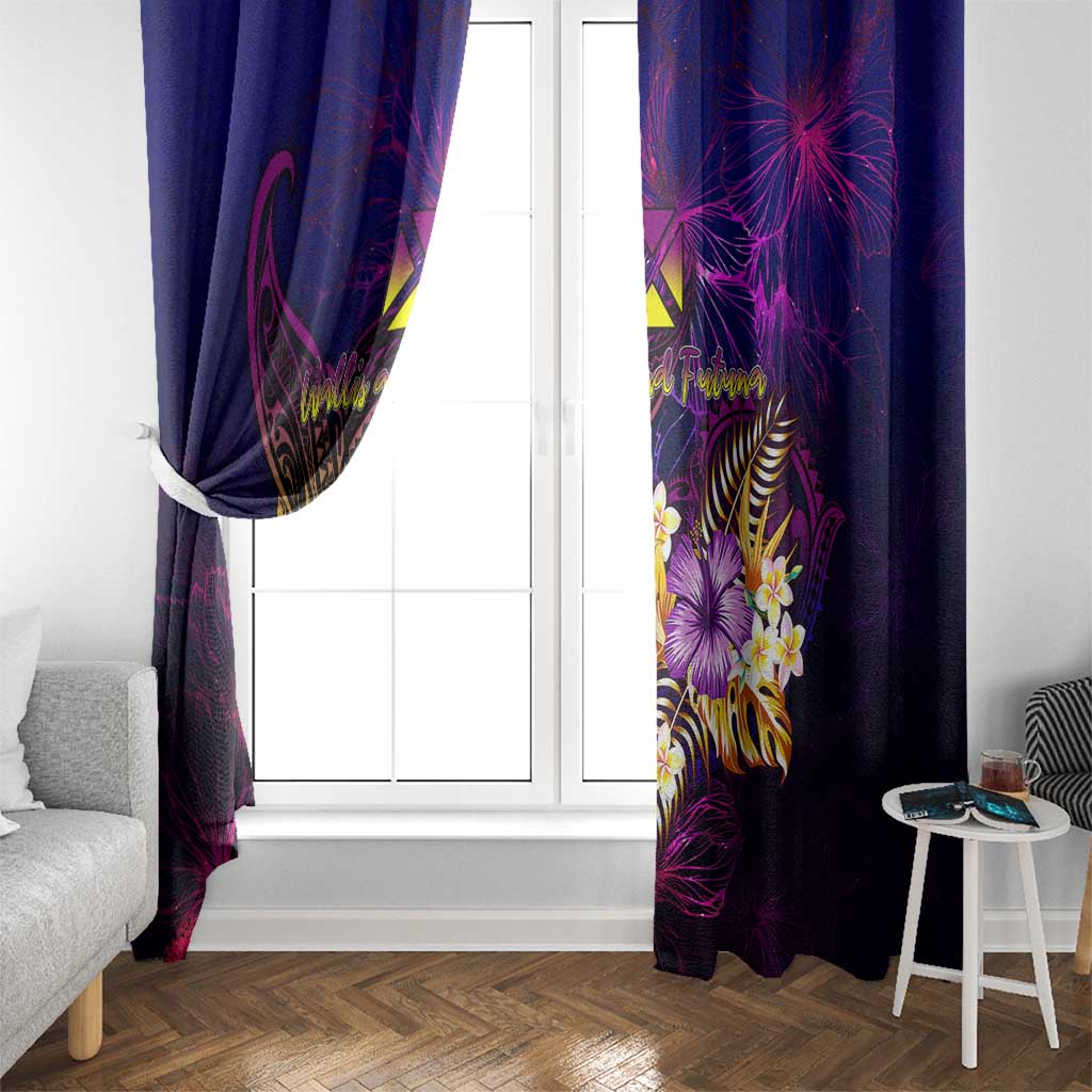 Wallis and Futuna Window Curtain Whale Hibiscus Polynesian