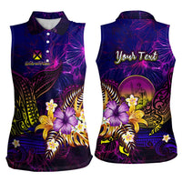 Wallis and Futuna Women Sleeveless Polo Shirt Whale Hibiscus Polynesian