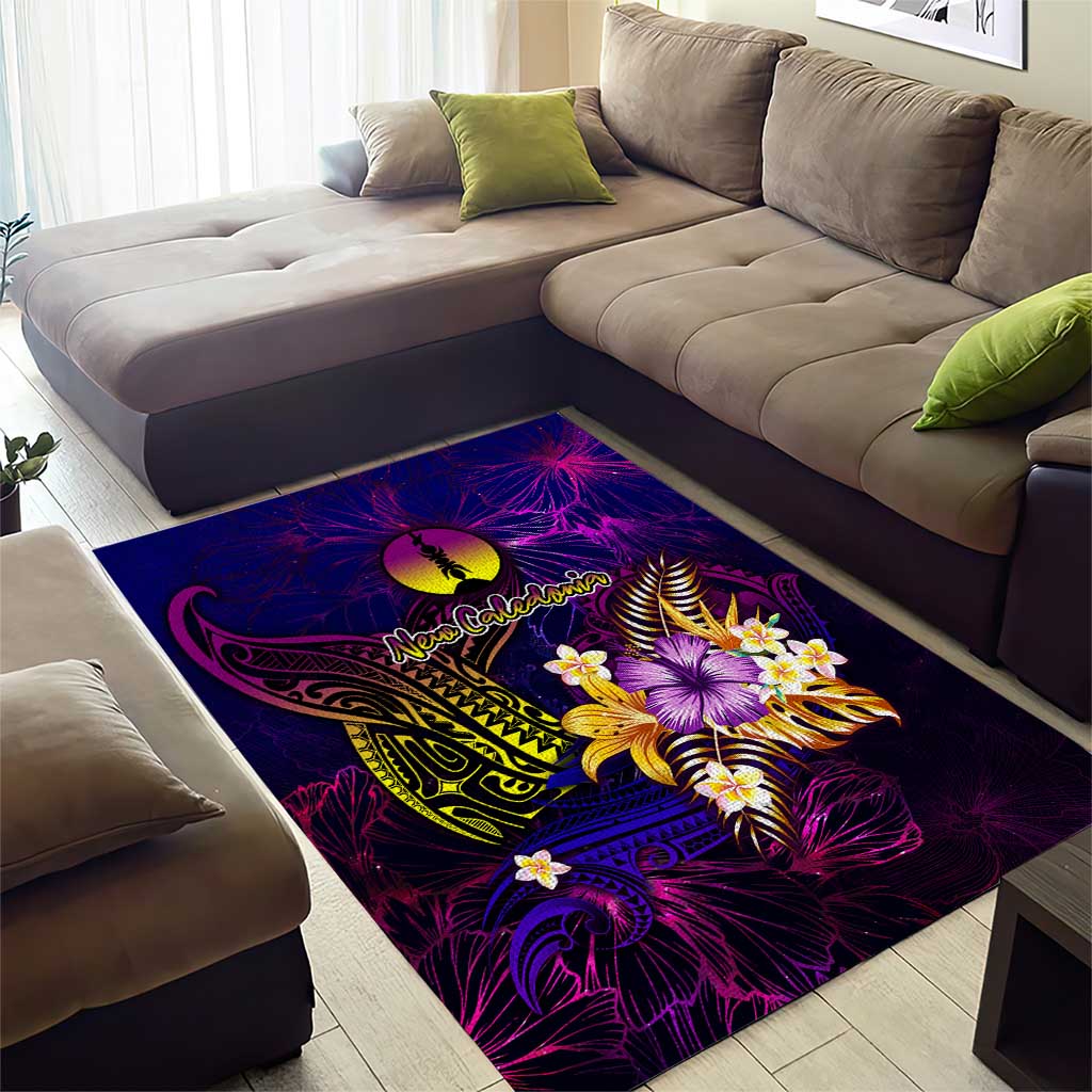 New Caledonia Area Rug Whale Hibiscus Polynesian