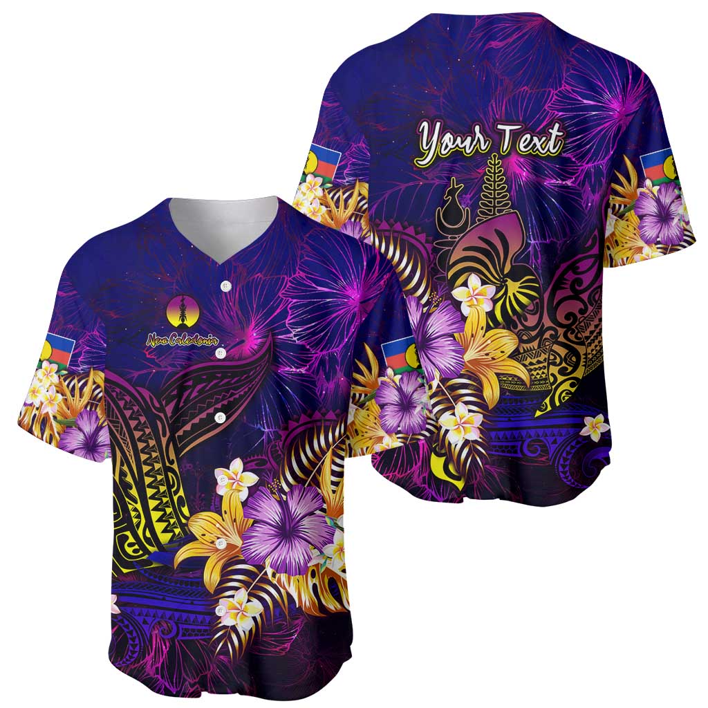New Caledonia Baseball Jersey Whale Hibiscus Polynesian