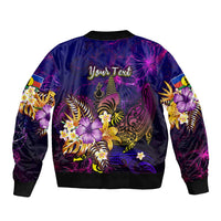 New Caledonia Bomber Jacket Whale Hibiscus Polynesian