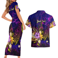 New Caledonia Couples Matching Short Sleeve Bodycon Dress and Hawaiian Shirt Whale Hibiscus Polynesian DT02 - Polynesian Pride
