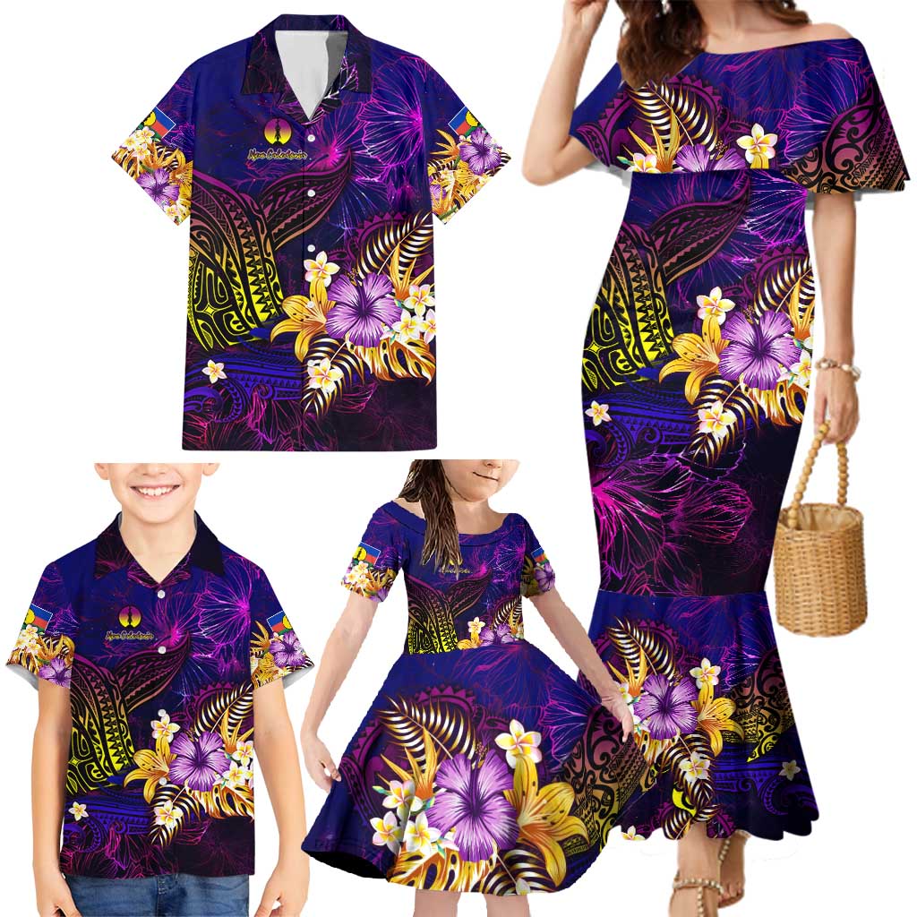 New Caledonia Family Matching Mermaid Dress and Hawaiian Shirt Whale Hibiscus Polynesian DT02 - Polynesian Pride