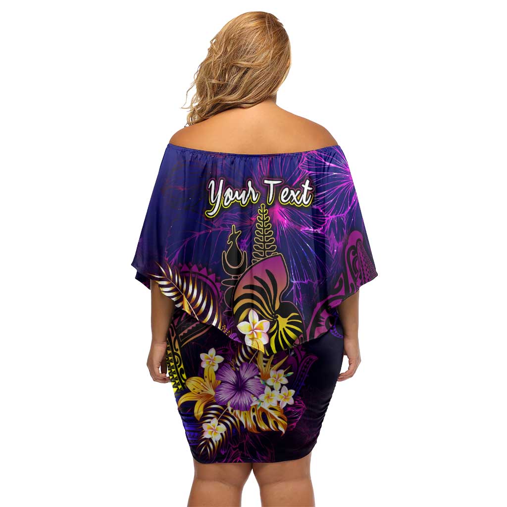 New Caledonia Family Matching Off Shoulder Short Dress and Hawaiian Shirt Whale Hibiscus Polynesian DT02 - Polynesian Pride