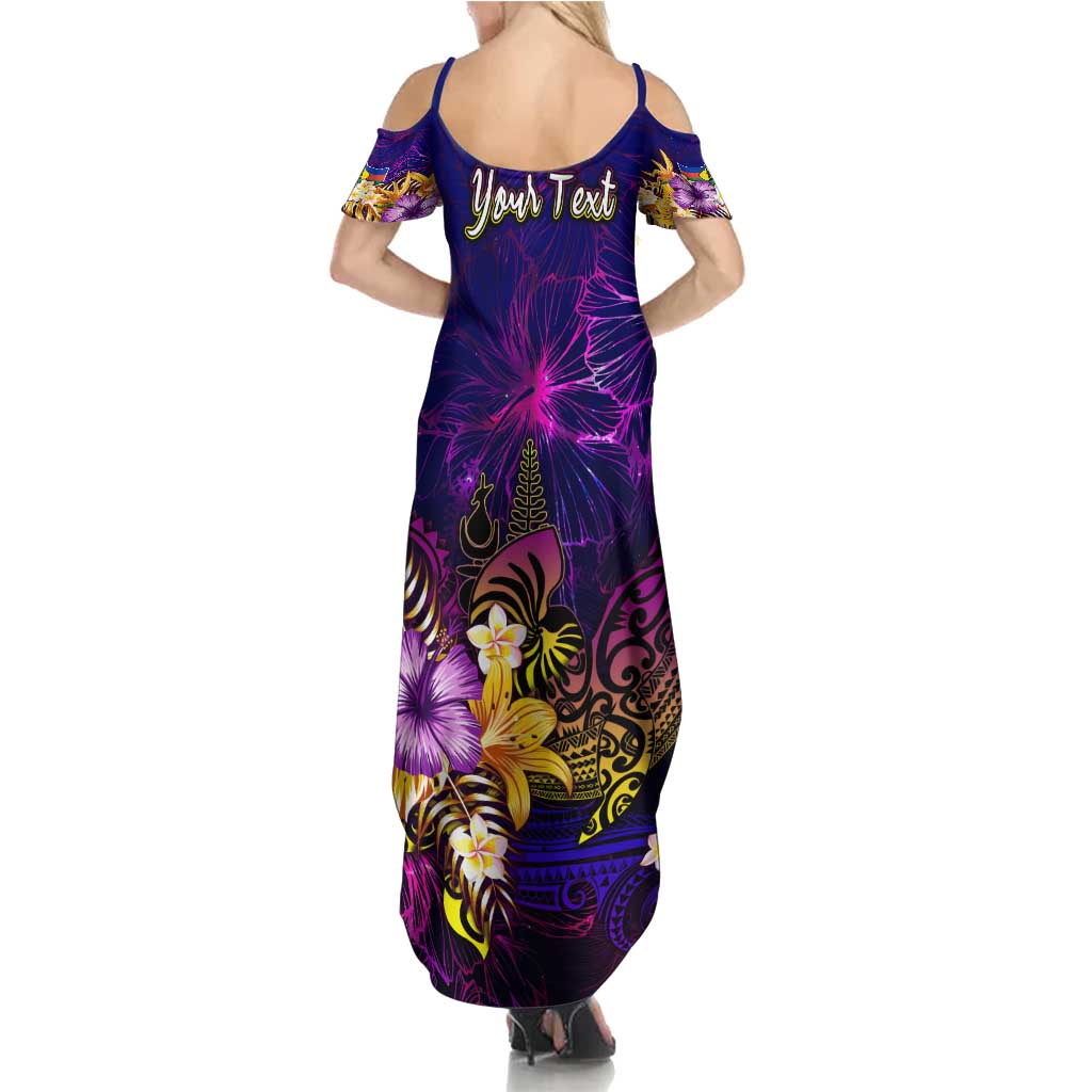 New Caledonia Family Matching Summer Maxi Dress and Hawaiian Shirt Whale Hibiscus Polynesian DT02 - Polynesian Pride