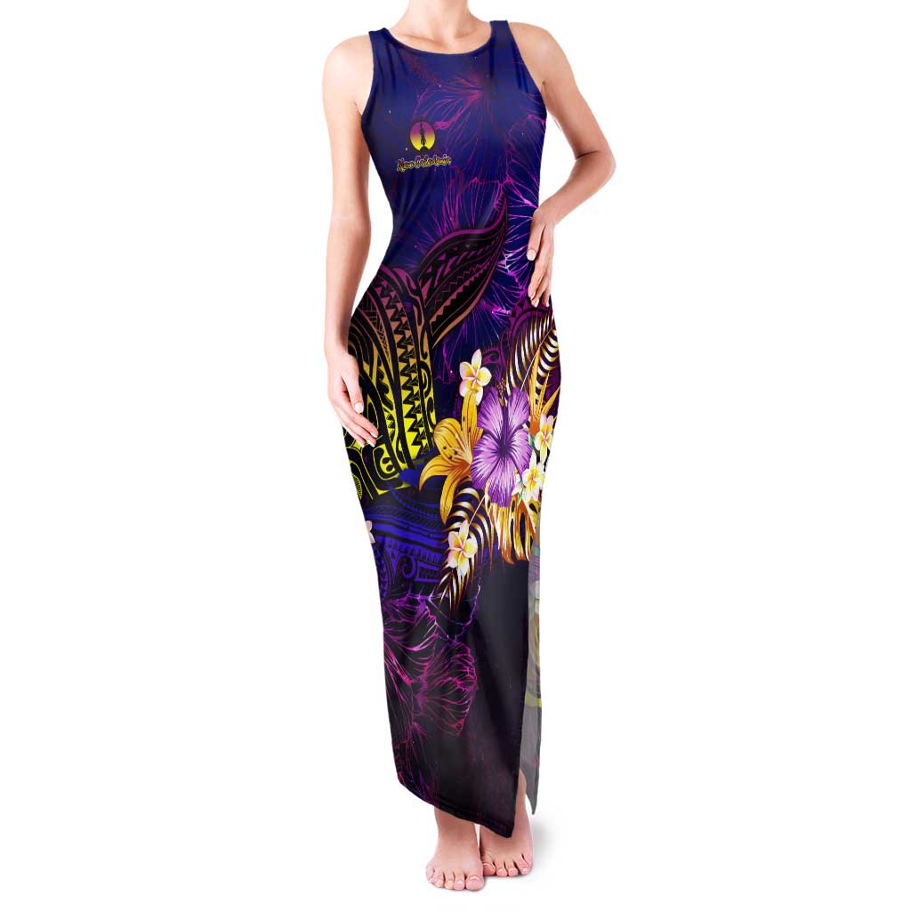 New Caledonia Family Matching Tank Maxi Dress and Hawaiian Shirt Whale Hibiscus Polynesian DT02 Mom's Dress Purple - Polynesian Pride