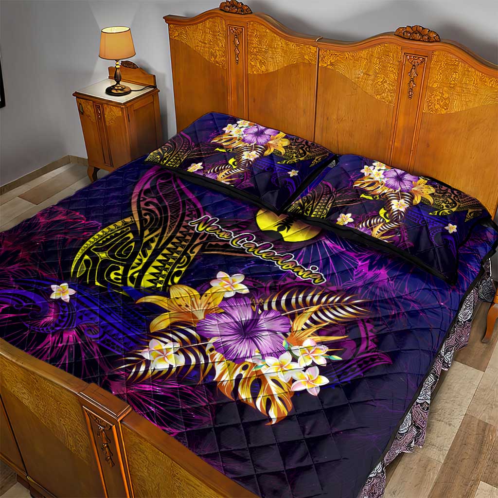 New Caledonia Quilt Bed Set Whale Hibiscus Polynesian