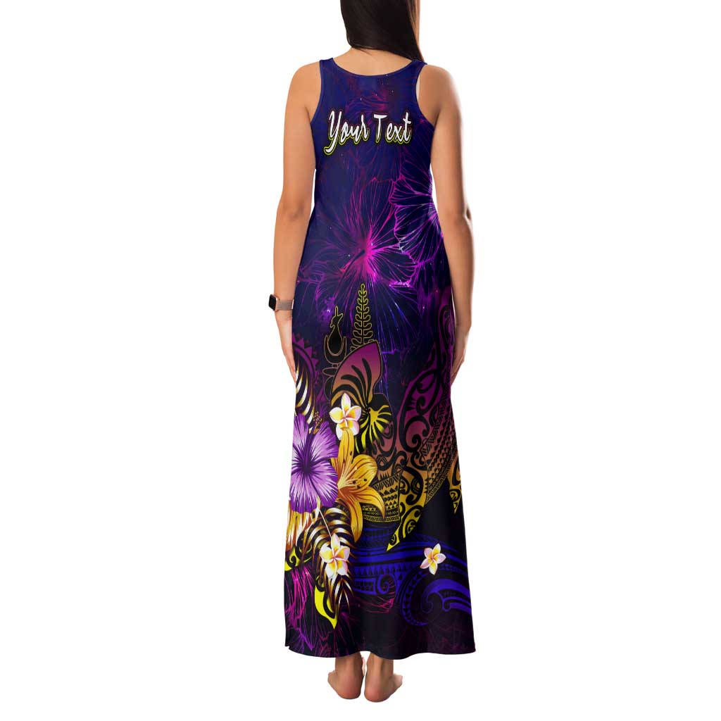New Caledonia Tank Maxi Dress Whale Hibiscus Polynesian