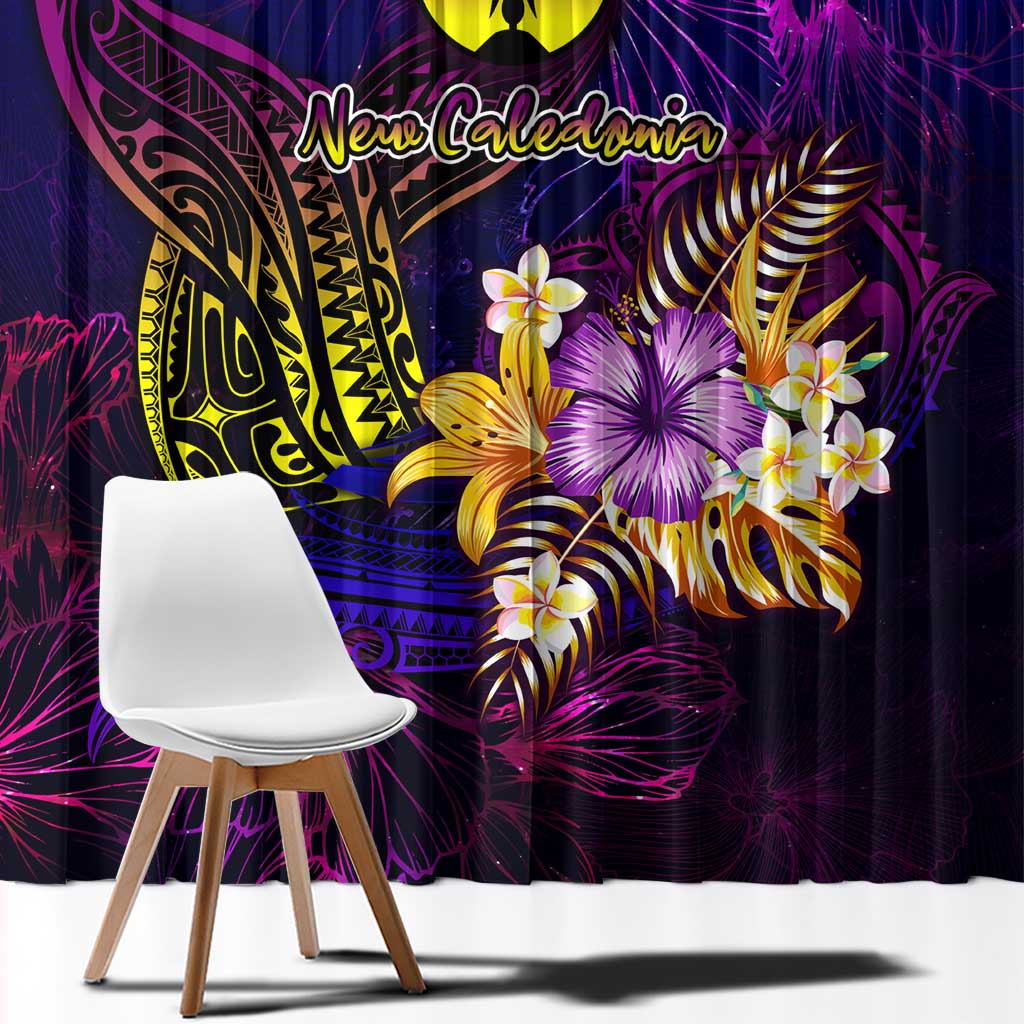 New Caledonia Window Curtain Whale Hibiscus Polynesian