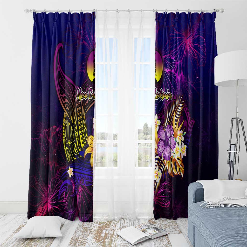 New Caledonia Window Curtain Whale Hibiscus Polynesian