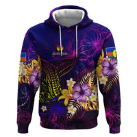 New Caledonia Zip Hoodie Whale Hibiscus Polynesian