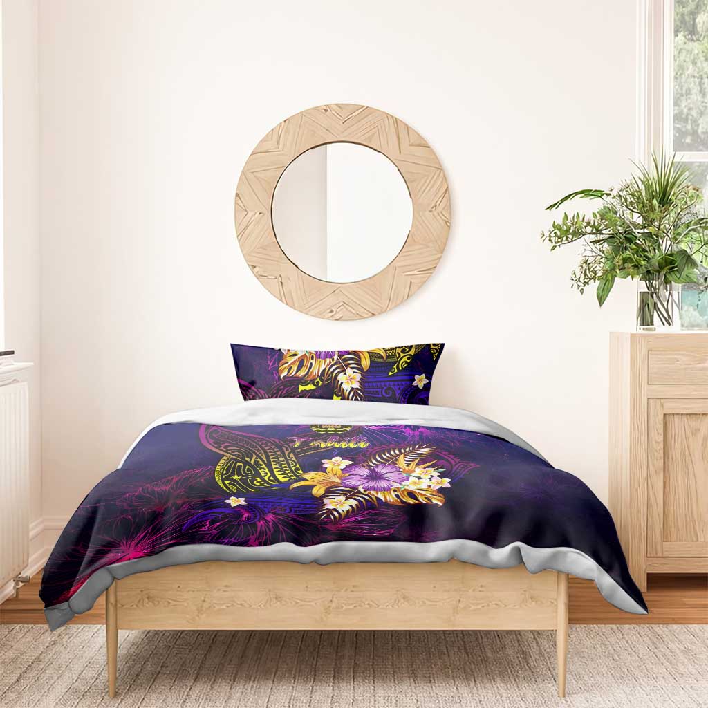 Tahiti French Polynesia Bedding Set Whale Hibiscus Polynesian