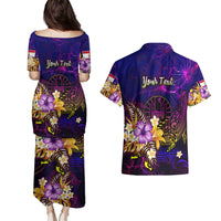 Tahiti French Polynesia Couples Matching Puletasi and Hawaiian Shirt Whale Hibiscus Polynesian DT02 - Polynesian Pride