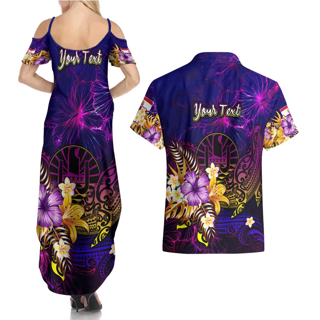 Tahiti French Polynesia Couples Matching Summer Maxi Dress and Hawaiian Shirt Whale Hibiscus Polynesian DT02 - Polynesian Pride