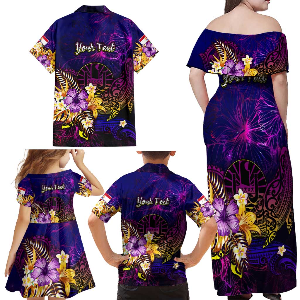 Tahiti French Polynesia Family Matching Off Shoulder Maxi Dress and Hawaiian Shirt Whale Hibiscus Polynesian DT02 - Polynesian Pride