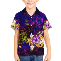 Tahiti French Polynesia Family Matching Summer Maxi Dress and Hawaiian Shirt Whale Hibiscus Polynesian DT02 Son's Shirt Purple - Polynesian Pride