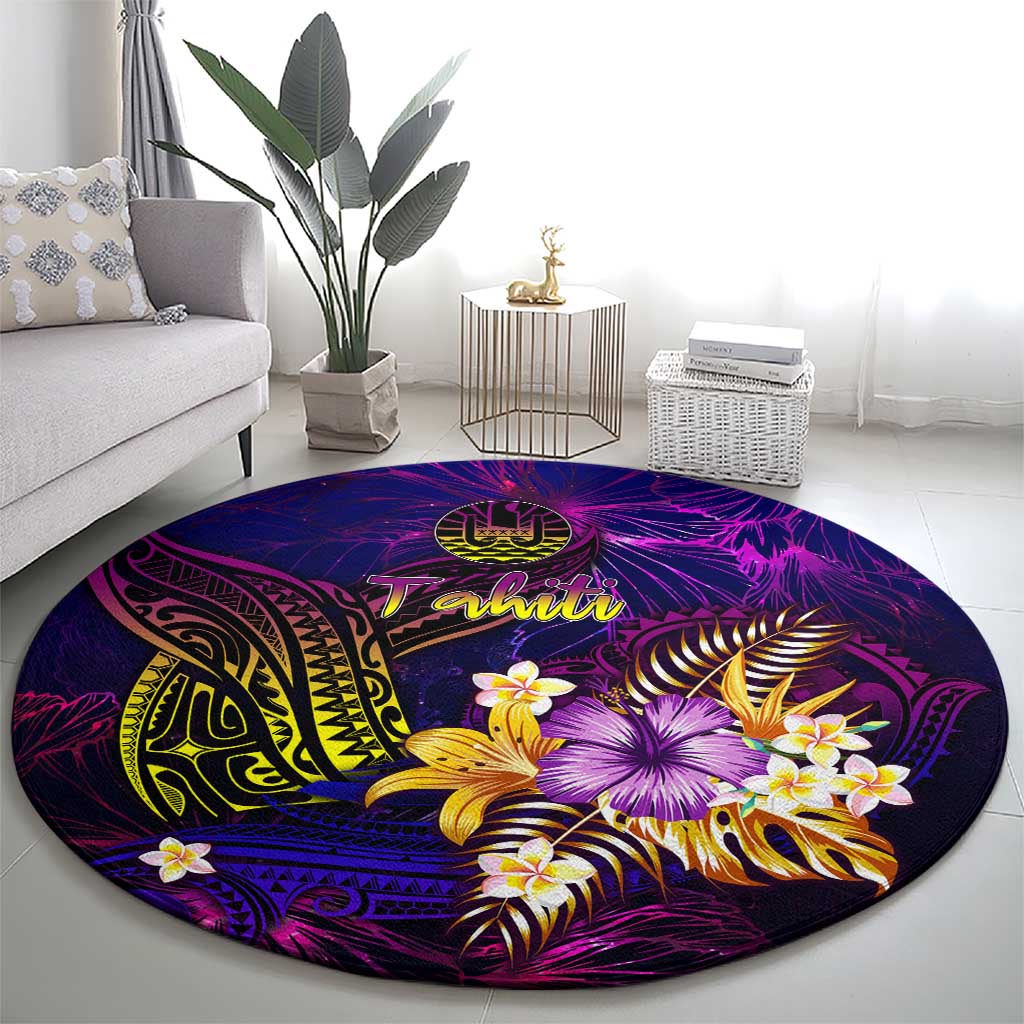 Tahiti French Polynesia Round Carpet Whale Hibiscus Polynesian DT02 - Polynesian Pride