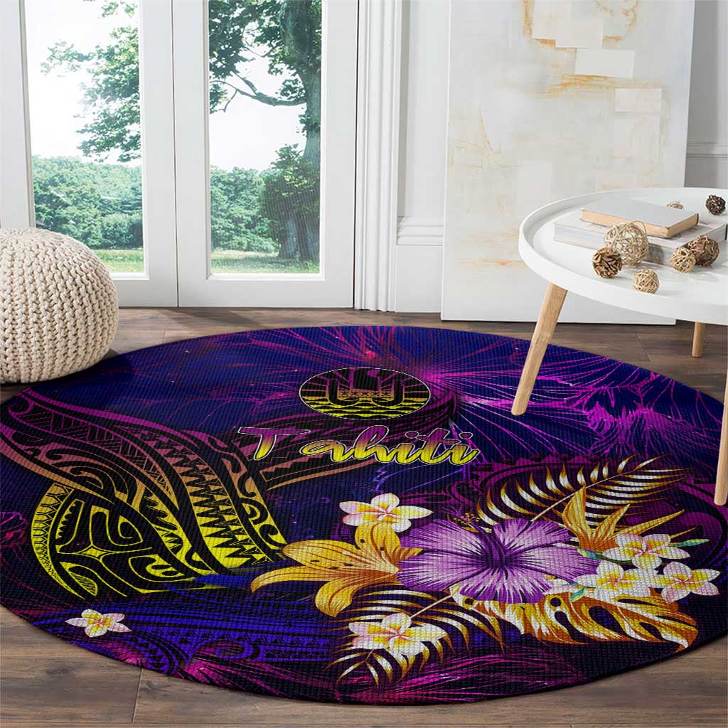 Tahiti French Polynesia Round Carpet Whale Hibiscus Polynesian DT02 - Polynesian Pride