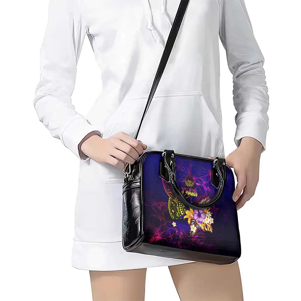Tahiti French Polynesia Shoulder Handbag Whale Hibiscus Polynesian
