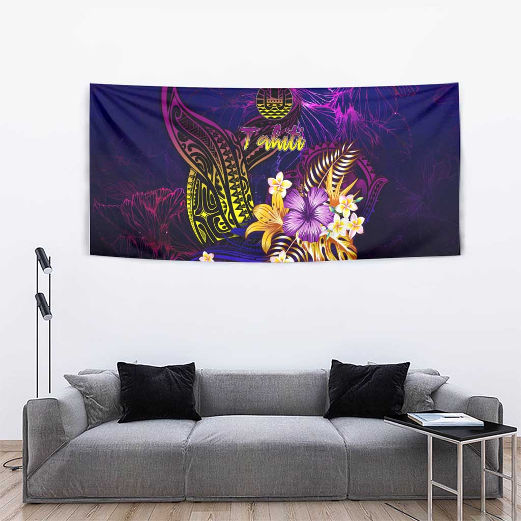 Tahiti French Polynesia Tapestry Whale Hibiscus Polynesian