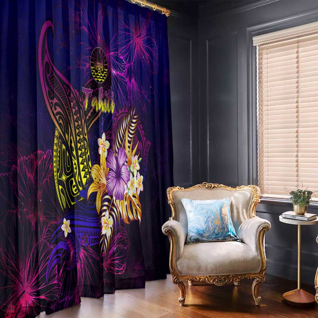 Tahiti French Polynesia Window Curtain Whale Hibiscus Polynesian DT02 - Polynesian Pride
