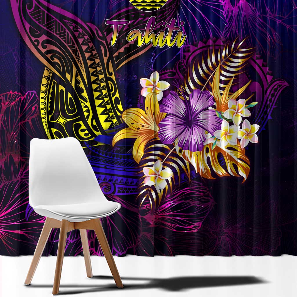 Tahiti French Polynesia Window Curtain Whale Hibiscus Polynesian DT02 - Polynesian Pride