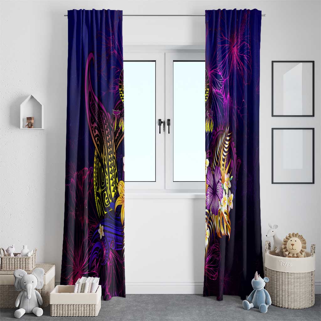 Tahiti French Polynesia Window Curtain Whale Hibiscus Polynesian DT02 - Polynesian Pride