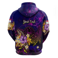 Tahiti French Polynesia Zip Hoodie Whale Hibiscus Polynesian