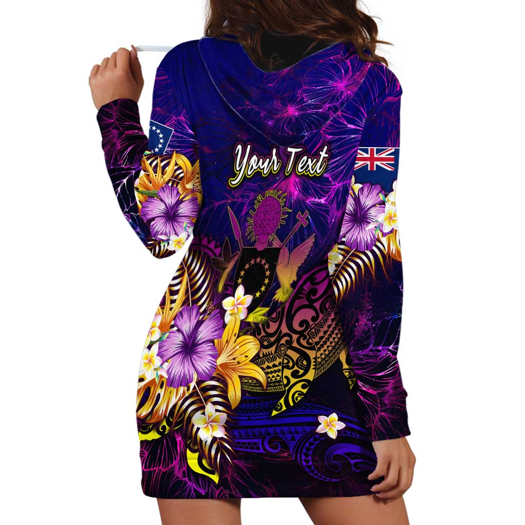 Cook Islands Hoodie Dress Whale Hibiscus Polynesian