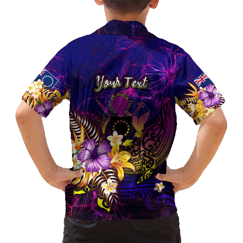 Cook Islands Kid Hawaiian Shirt Whale Hibiscus Polynesian