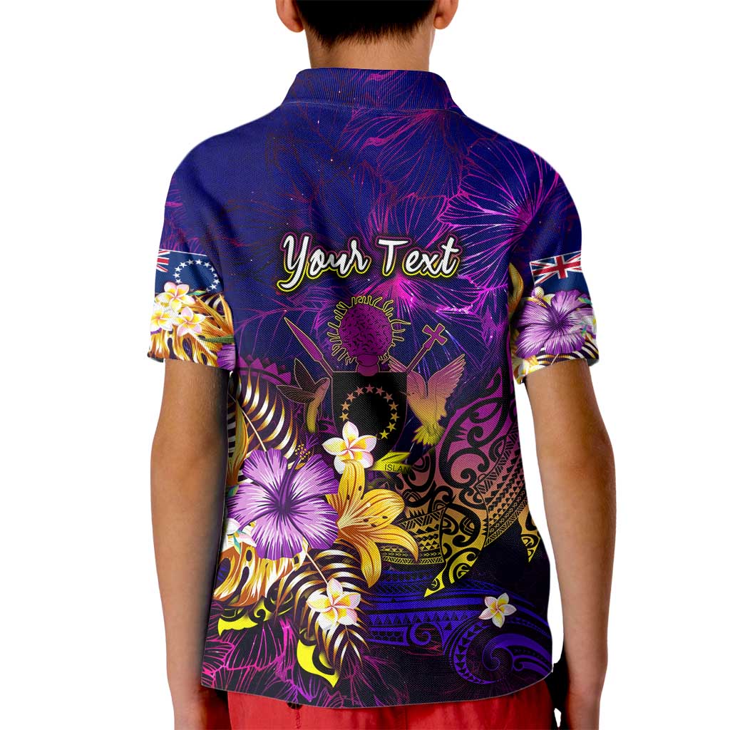 Cook Islands Kid Polo Shirt Whale Hibiscus Polynesian DT02 - Polynesian Pride